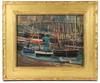 Appraisal: OOP - Harbor Scene on wood panel by Charles Bayley