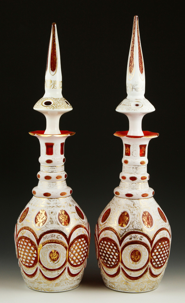 Appraisal: - Pr th C Glass Decanters th century pair of