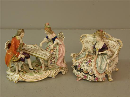 Appraisal: Two Naples figural groups the first modelled as a lady