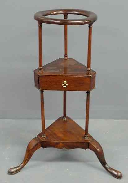 Appraisal: Georgian mahogany wig stand c with a single drawer and