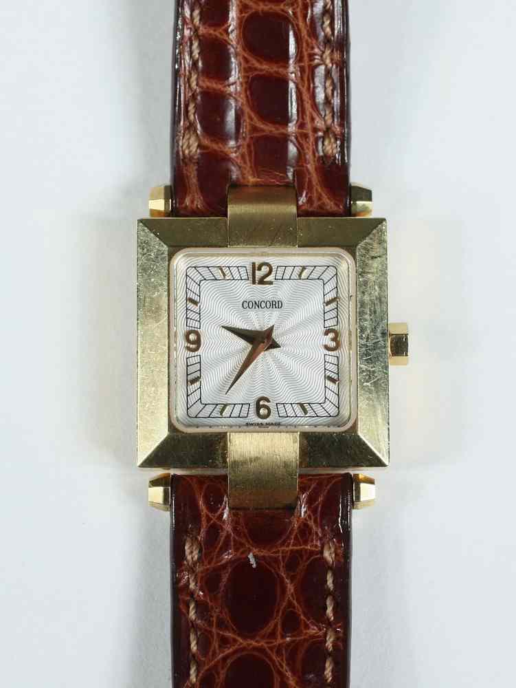 Appraisal: LADY'S WRISTWATCH - K gold square head Concord wristwatch with