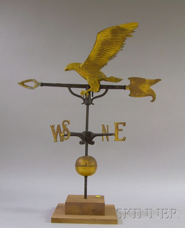 Appraisal: Gilt and Painted Metal Eagle and Arrow Weather Vane with