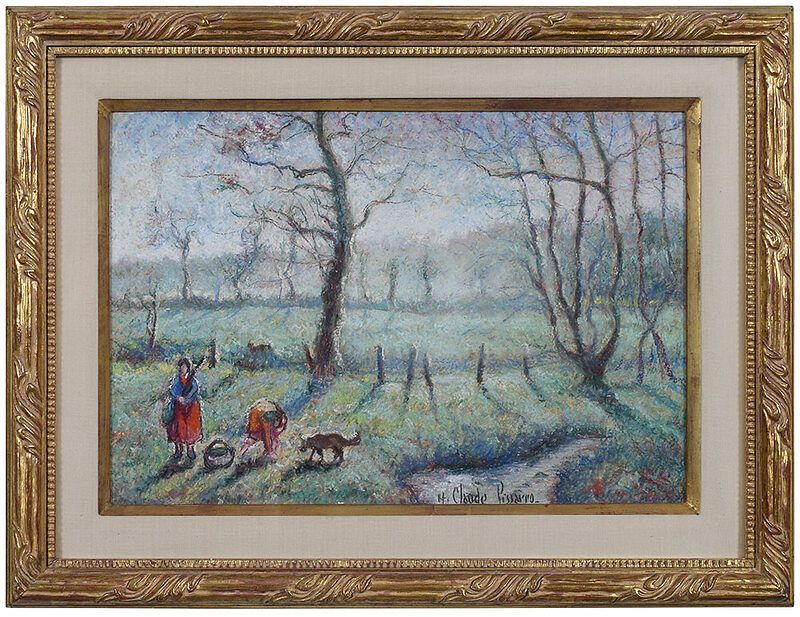 Appraisal: Hughes Claude Pissarro French born Gathering by a Stream signed