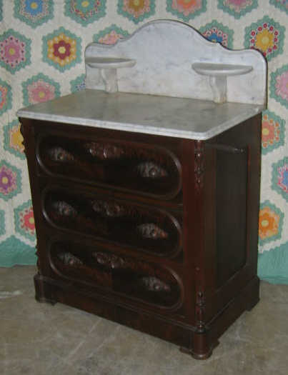 Appraisal: AMERICAN TH CENTURY MAHOGANY WASHSTAND Having a rectangular marble top