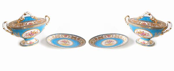 Appraisal: A pair of French style porcelain tureens with covers and