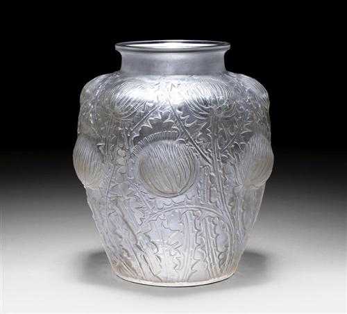 Appraisal: RENE LALIQUE VASE DOMREMY vers Verre blanc souffl et moul