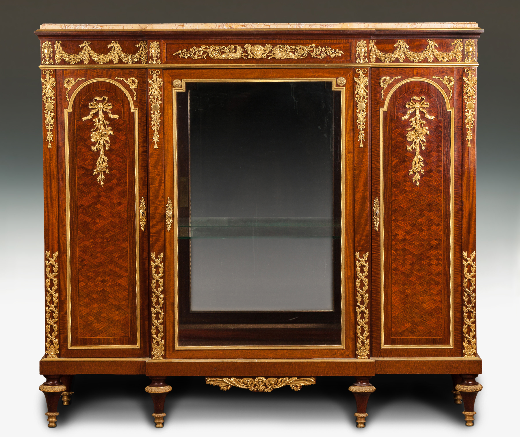 Appraisal: Fine Marquetry Inlaid Kingwood Side Cabinet Possibly Francois Linke Late