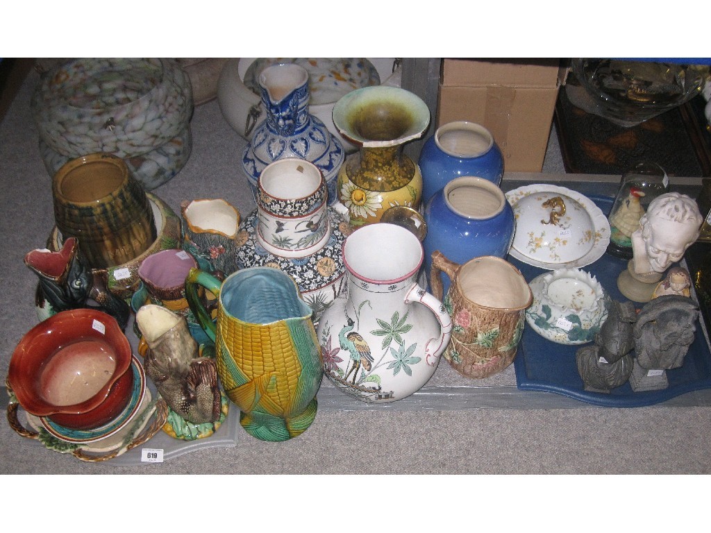 Appraisal: Lot comprising two trays of assorted ceramics busts etc and