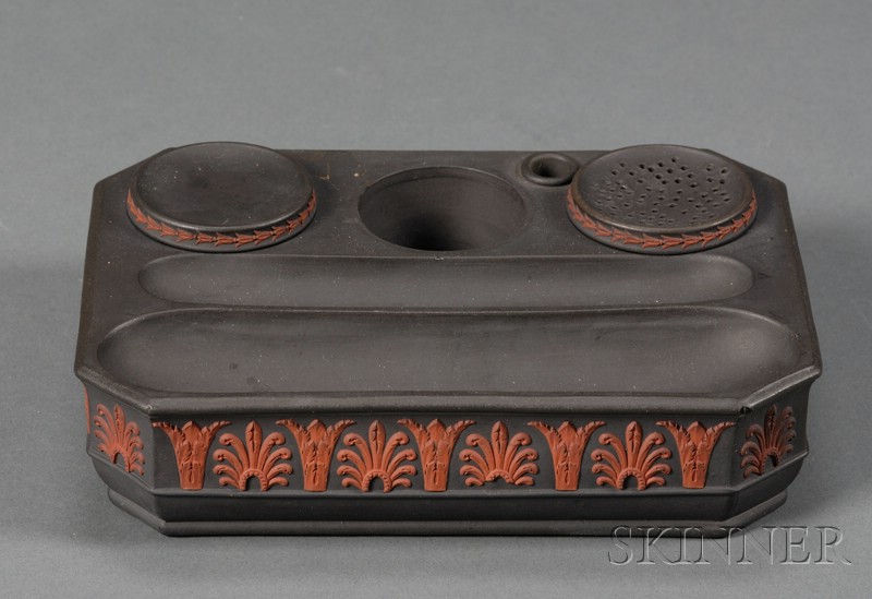 Appraisal: Wedgwood Black Basalt Inkstand England early th century rectangular shape