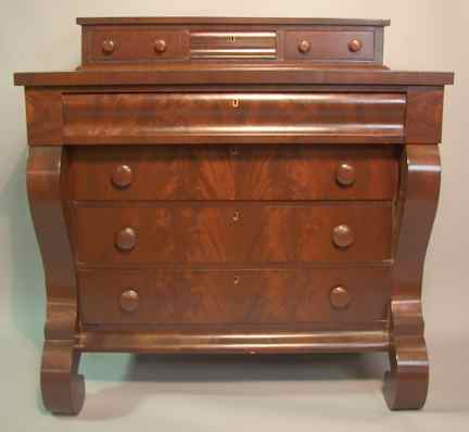 Appraisal: EMPIRE MAHOGANY CHEST OF DRAWERS the superstructure with three small