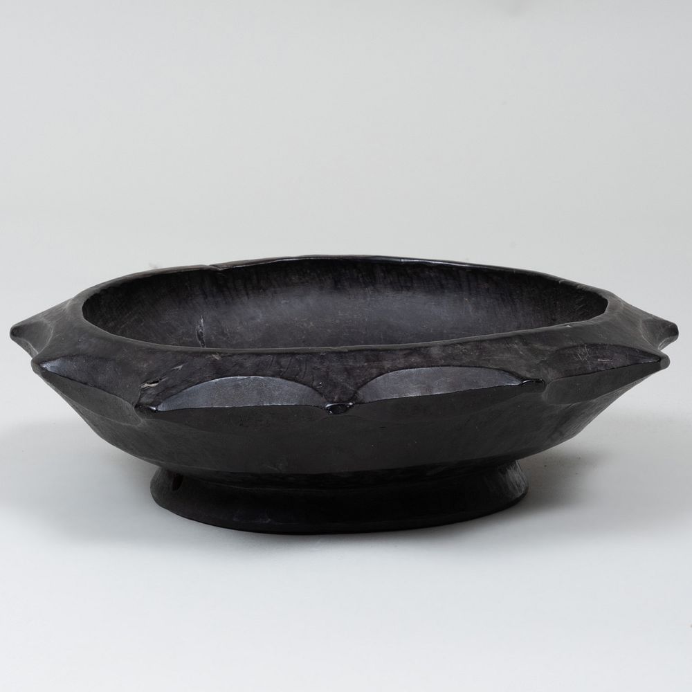 Appraisal: Primitive Carved and Ebonized Wood Star Form Bowl x in