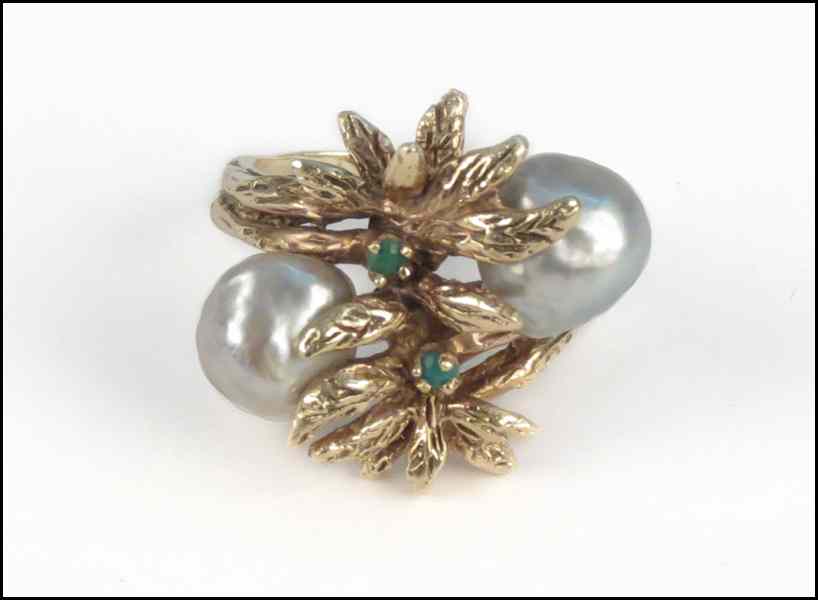 Appraisal: BAROQUE PEARL AND KARAT YELLOW GOLD BYPASS RING grams Condition