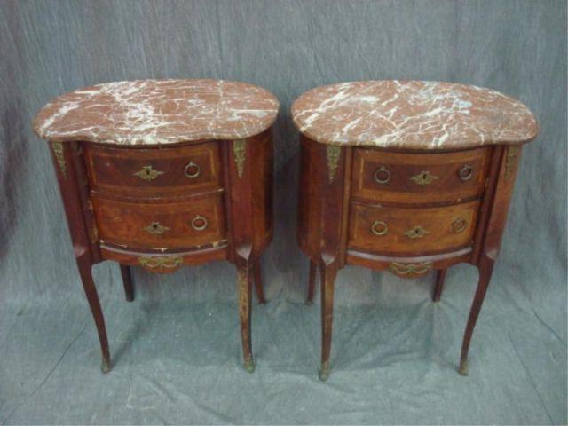 Appraisal: Pair of Louis XV Style Marble Top Kidney Shaped End