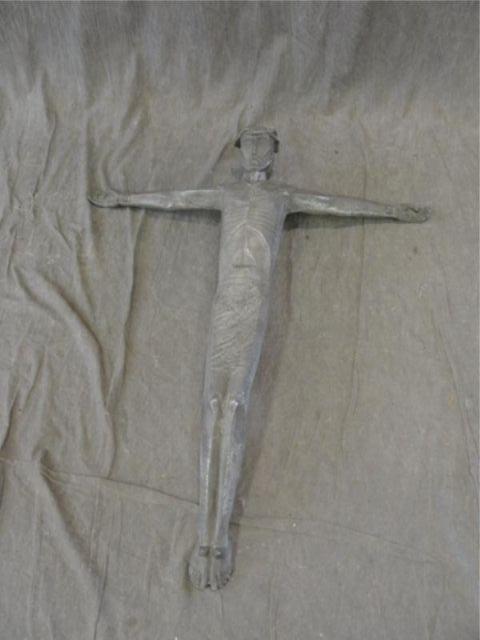 Appraisal: Midcentury Aluminum Sculpture Crucifix From a prominent NJ estate stored