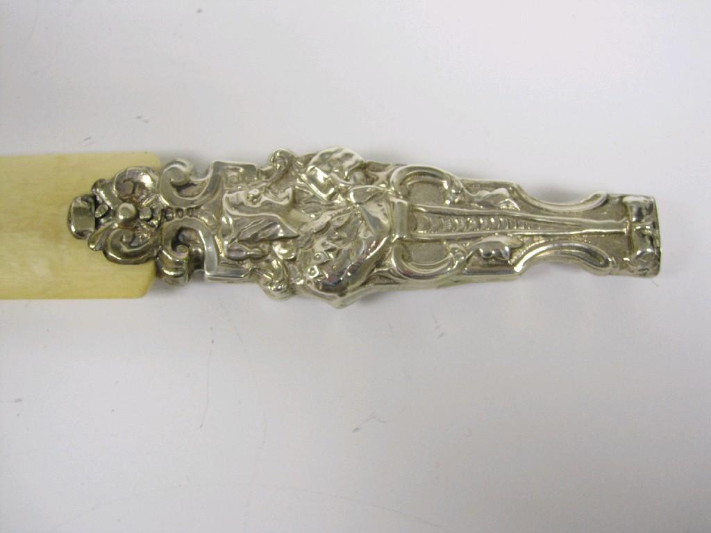 Appraisal: A Victorian silver handled ivory Paperknife with scroll embossing London