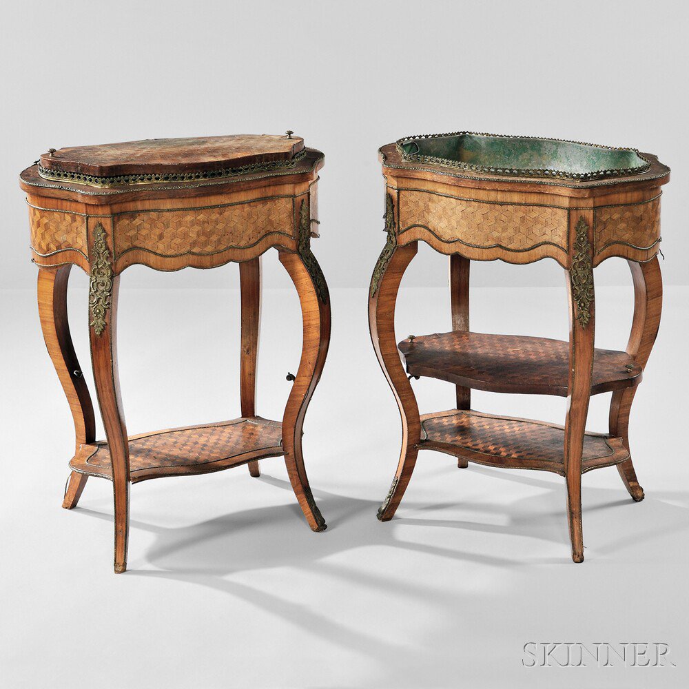 Appraisal: Pair of Louis XVI-style Parquetry Jardinieres late th century each