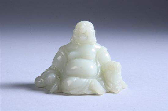 Appraisal: CHINESE CELADON JADE FIGURE OF LOHAN early th century -