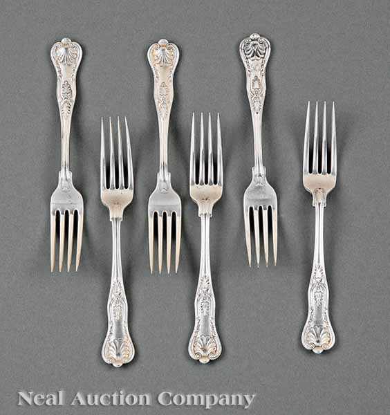 Appraisal: Five Reed and Barton King's Pattern Dinner Forks pattern introduced