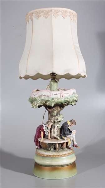 Appraisal: Continental style porcelain lamp with early th century era figures