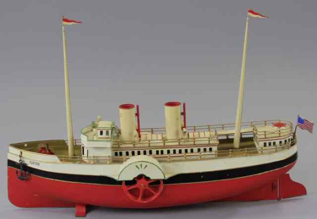 Appraisal: 'JUPITER'' PADDLE WHEELER Early tin river boat with side wheels