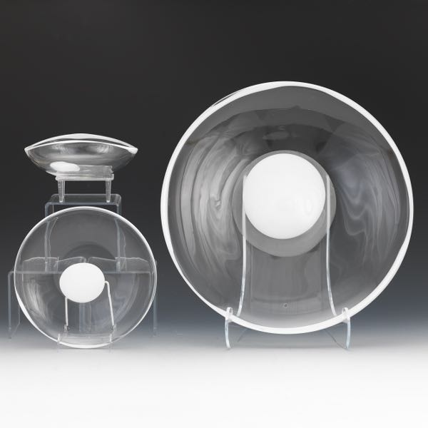 Appraisal: THREE SALVIATI GLASS ITEMS Clear glass design with opaque white