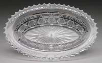 Appraisal: FINE OVAL CUT GLASS DISH BY LIBBEY Sawtooth rim fine