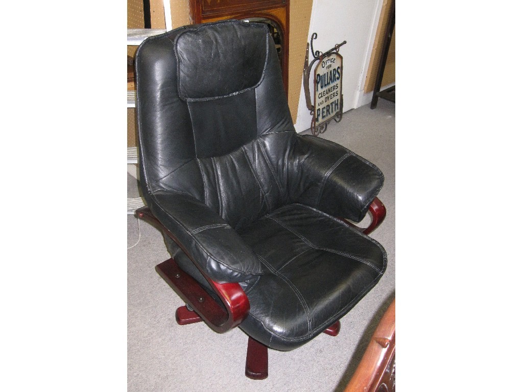 Appraisal: th Century design leather upholstered recliner