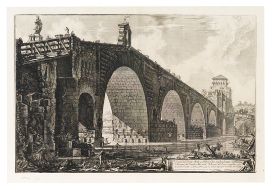 Appraisal: GIOVANNI B PIRANESI Veduta del Ponte Molle sul Tevere due