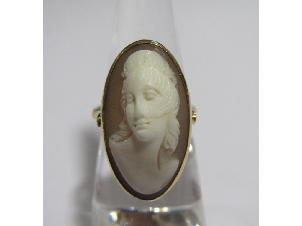 Appraisal: A fourteen carat gold cameo set dress ring with cameo