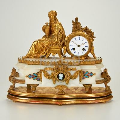 Appraisal: FRENCH MANTLE CLOCK With classical figure th th c Gilded