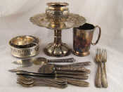 Appraisal: A quantity of silver plate being a decanter coaster a