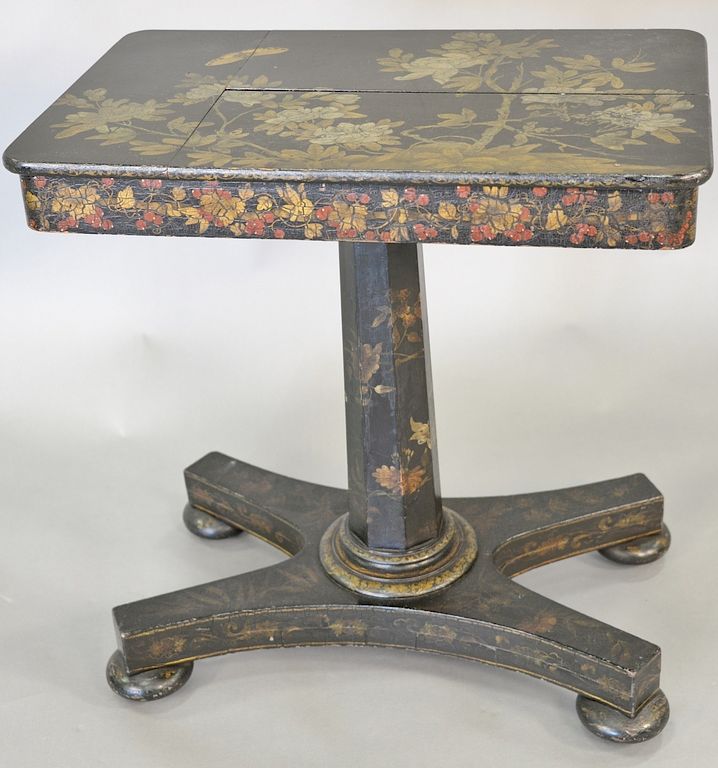 Appraisal: Early Victorian black gilt and polychrome Japanned games table with