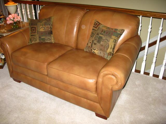 Appraisal: La-Z-Boy Leather Loveseat in a warm brown color two cushion