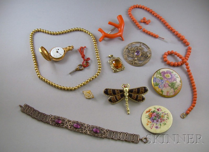 Appraisal: Small Group of Jewelry including a coral branch brooch and