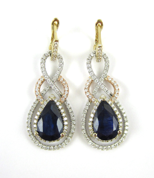 Appraisal: PAIR OF SAPPHIRE AND DIAMOND EARRINGS with AGI appraisal Each