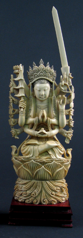 Appraisal: CHINESE IVORY CARVED FIGURE depicting a mythological female deity seated