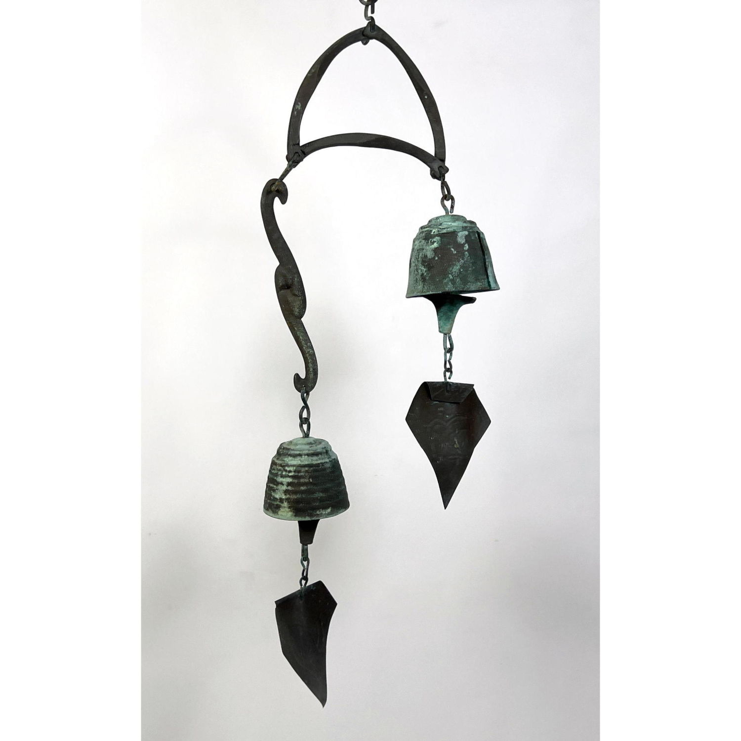 Appraisal: HARMONY HOLLOW Double Bronze Bells Wind Chimes Wedding Series Each