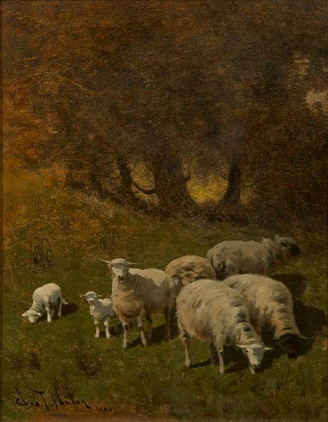 Appraisal: Charles T Phelan American born Flock of Sheep signed and