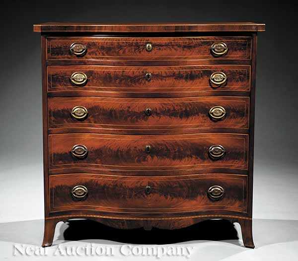 Appraisal: A Rare American Late Federal Inlaid Mahogany Chest of Drawers