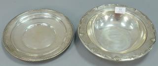 Appraisal: Two sterling silver dishes including a plate dia in and