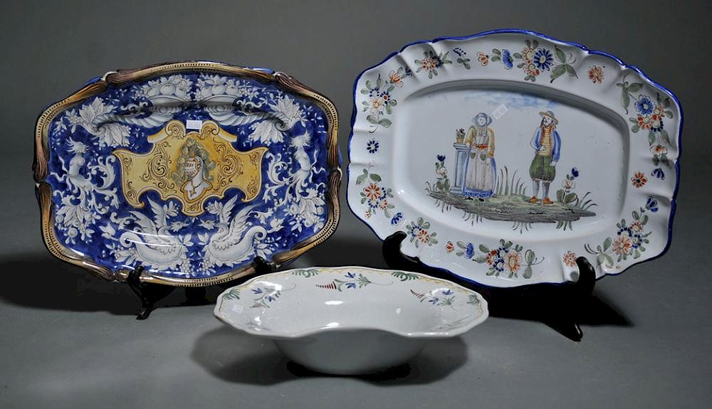 Appraisal: Three th C Faience ceramics Three pieces of th C