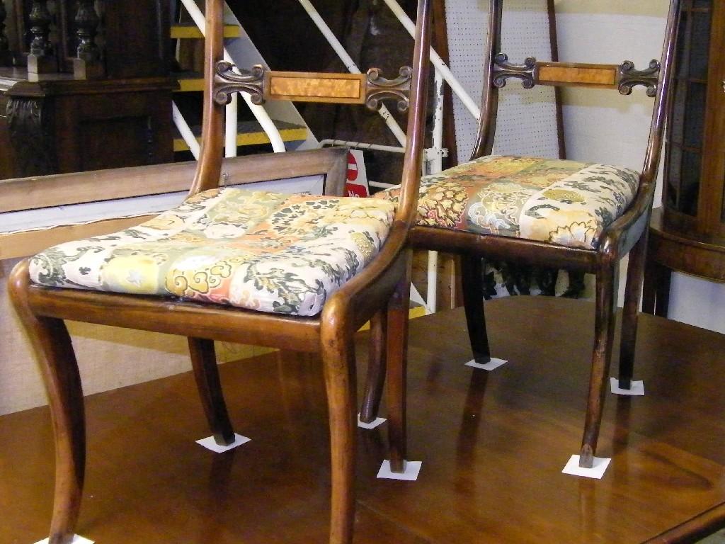 Appraisal: Set of four Regency rosewood dining chairs the carved inlaid