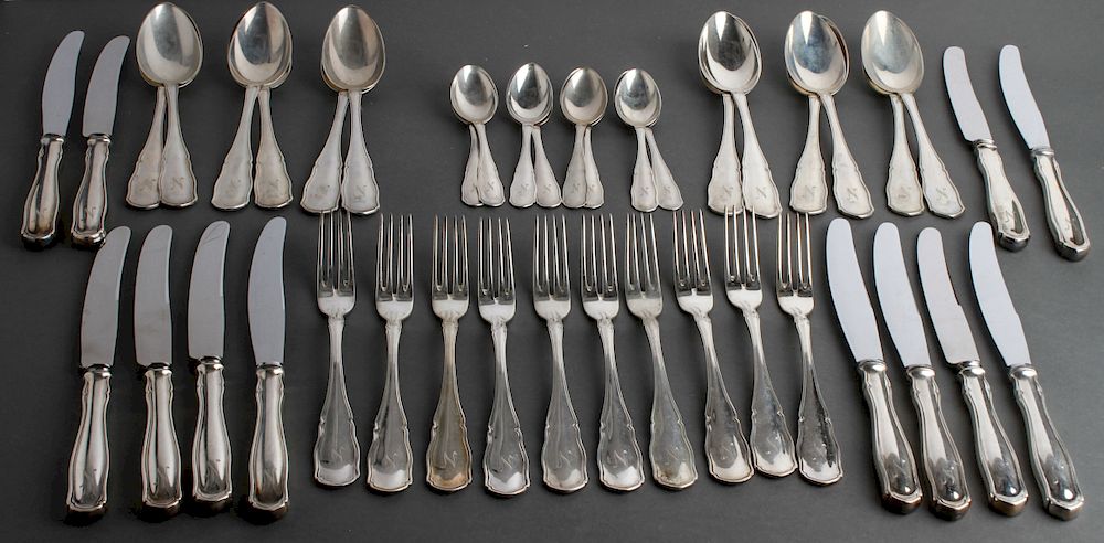 Appraisal: German Continental Silver Flatware Service Pcs German continental silver flatware