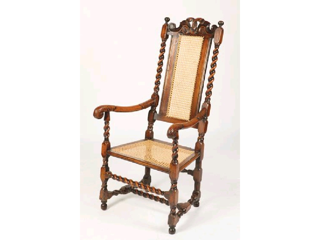 Appraisal: A WILLIAM AND MARY WALNUT AND BEECH ELBOW CHAIR with