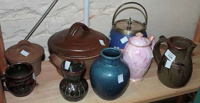 Appraisal: A SMALL GROUP OF STUDIO POTTERY together with a biscuit