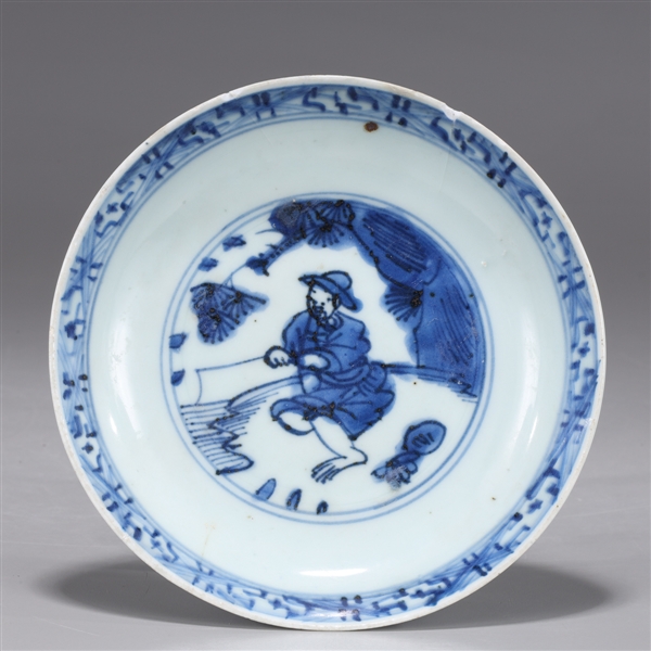 Appraisal: Small Chinese Ming Dynasty blue and white porcelain dish the