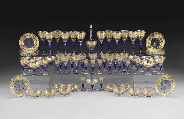 Appraisal: A suite of Venetian enamel decorated glassware early th century