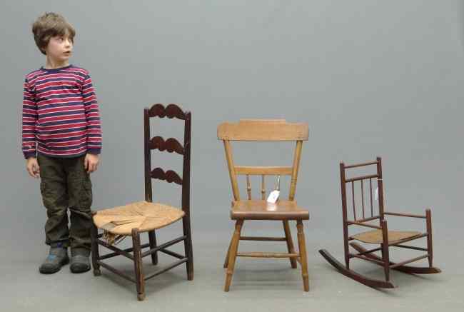 Appraisal: Lot three child's' chairs including French ladderback Penna spindle and