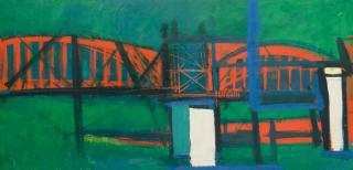 Appraisal: WILLIAM HARBY th century Bridges on Sunday Acrylic on board