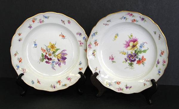 Appraisal: Twelve Meissen porcelain floral decorated plates mid th century Each